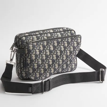 Dior Saddle Black and Beige Oblique Triple Pouch