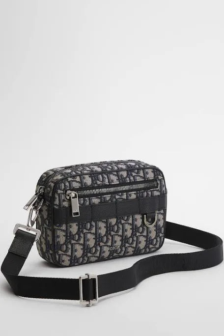 Dior Mini Safari Bag Beige and Black Oblique with Strap