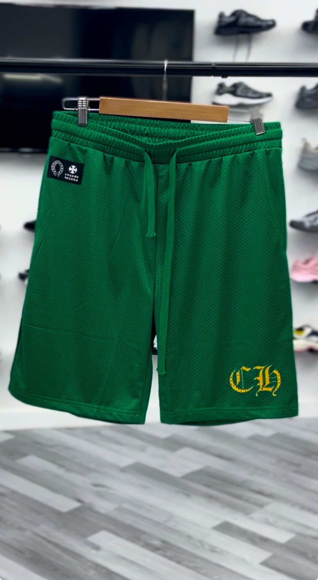 Chrome Hearts Green Mesh Shorts