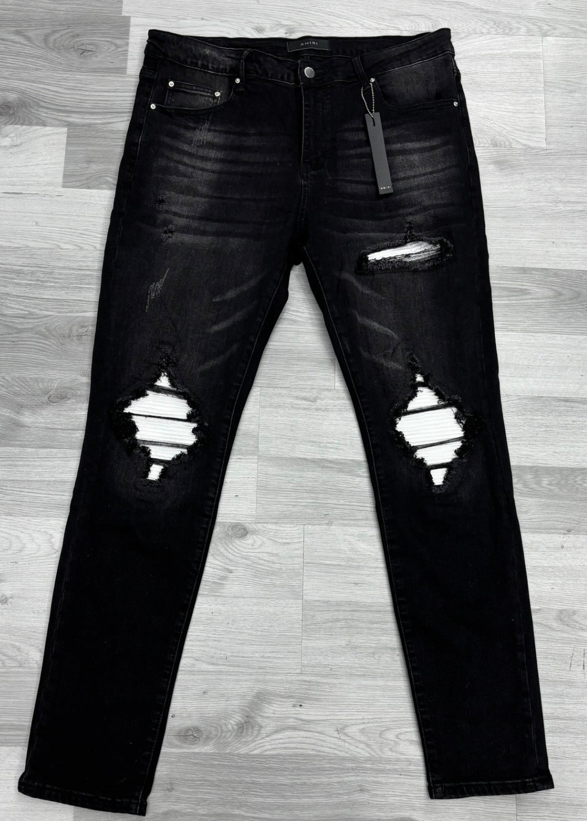 Amiri Black and White MX1 Biker Jeans