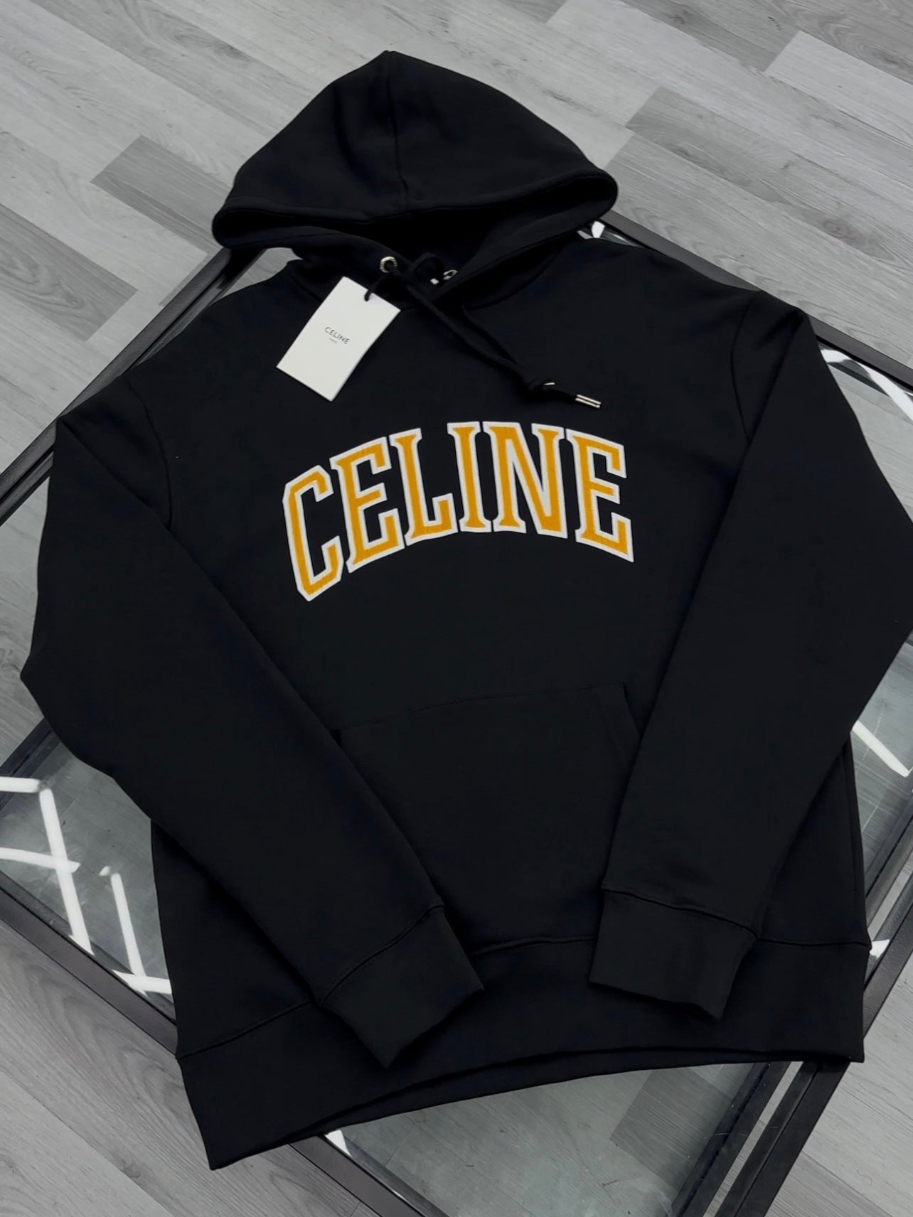 Celine Homme Yellow and Black Hoodie