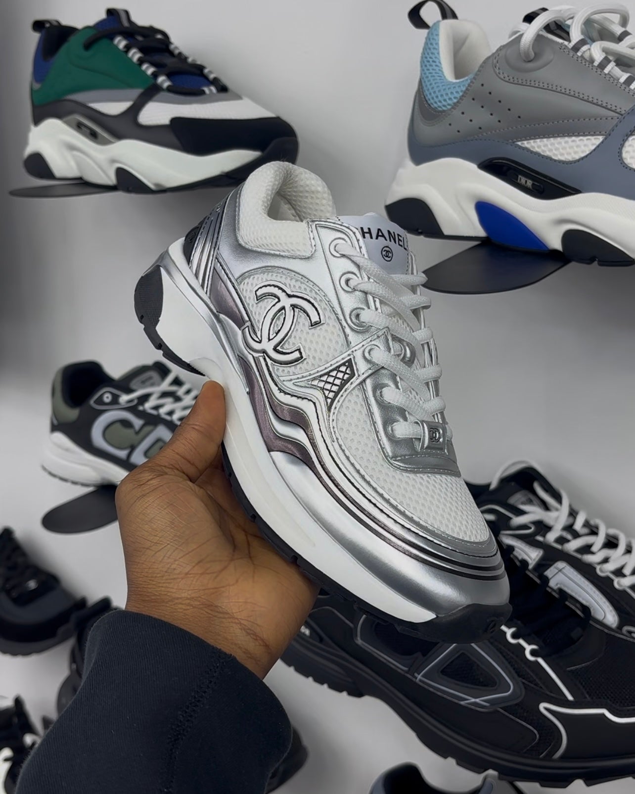 Chanel CC Logo Metallic Runners