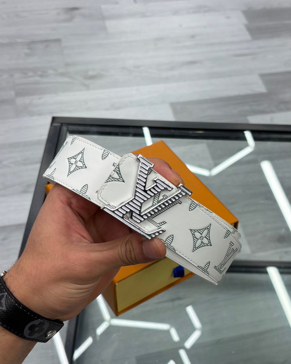 Louis Vuitton White Monogram Shadow Belt