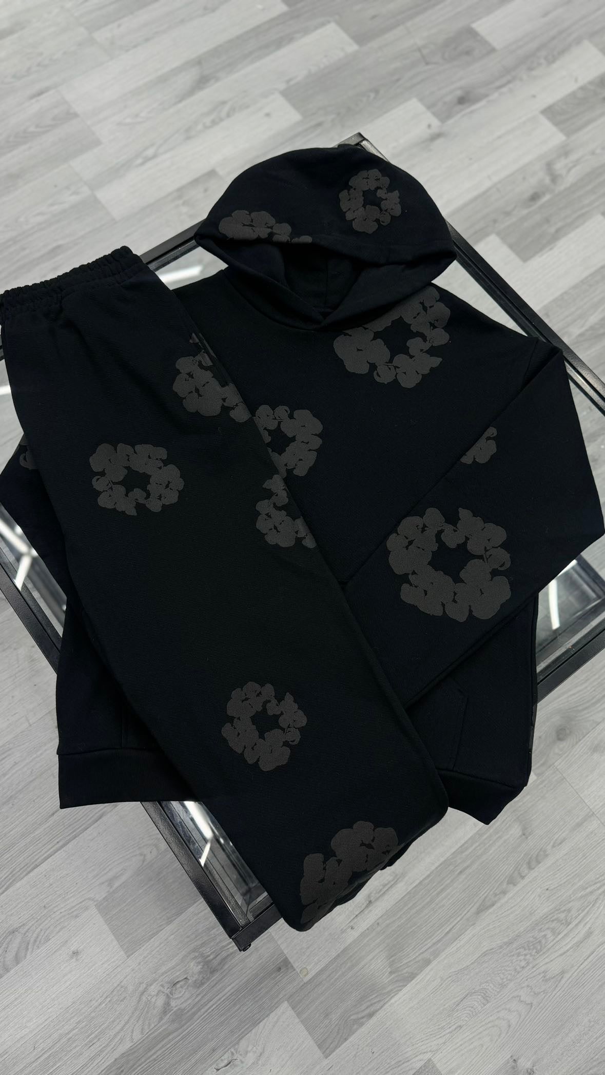 Denim Tears Cotton Wreath Black Monochrome Tracksuit