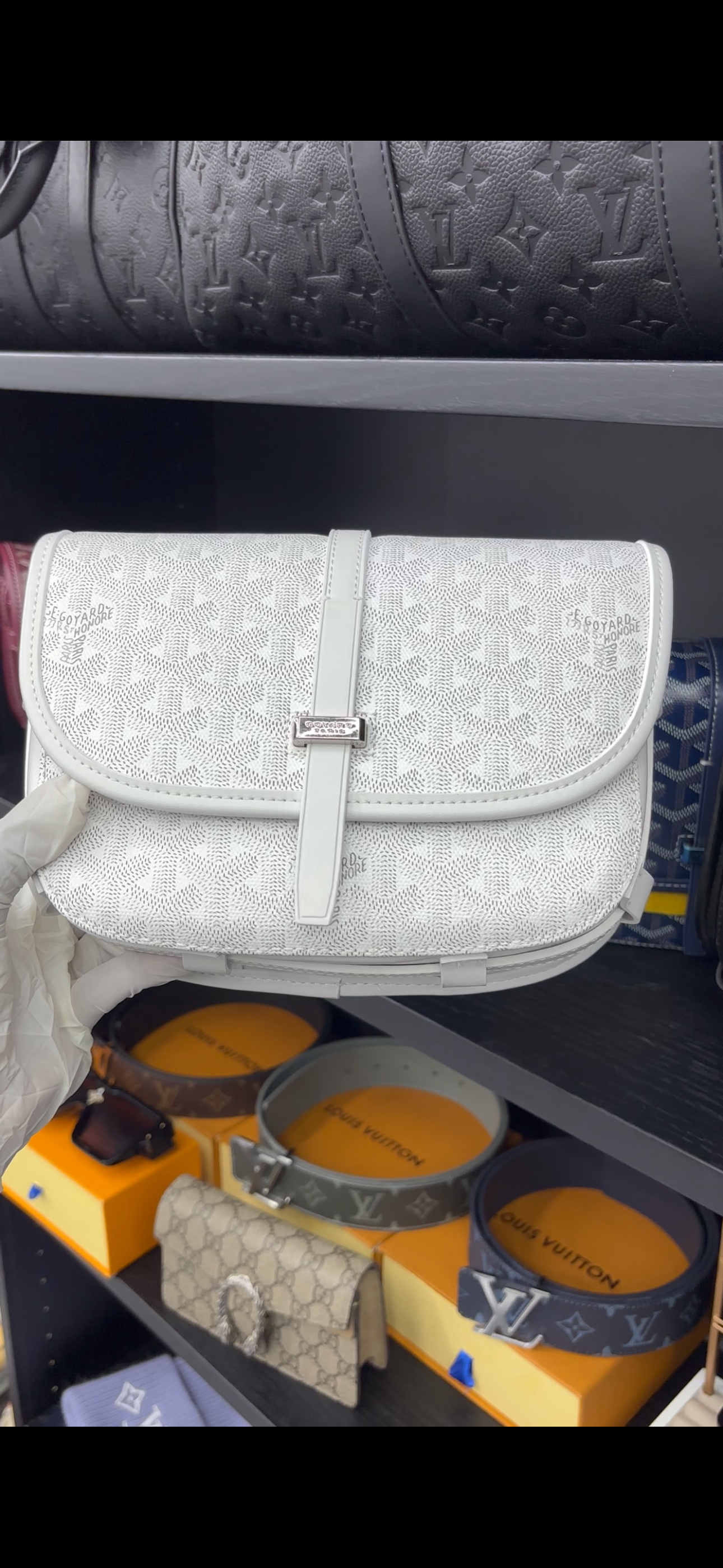 White Goyard Belvedere MM Pouch