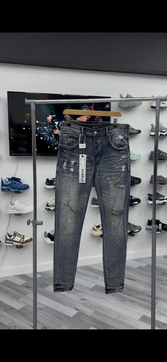 Purple Denim Washed Jeans Light Grey