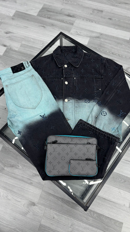 Lv Denim Set Black