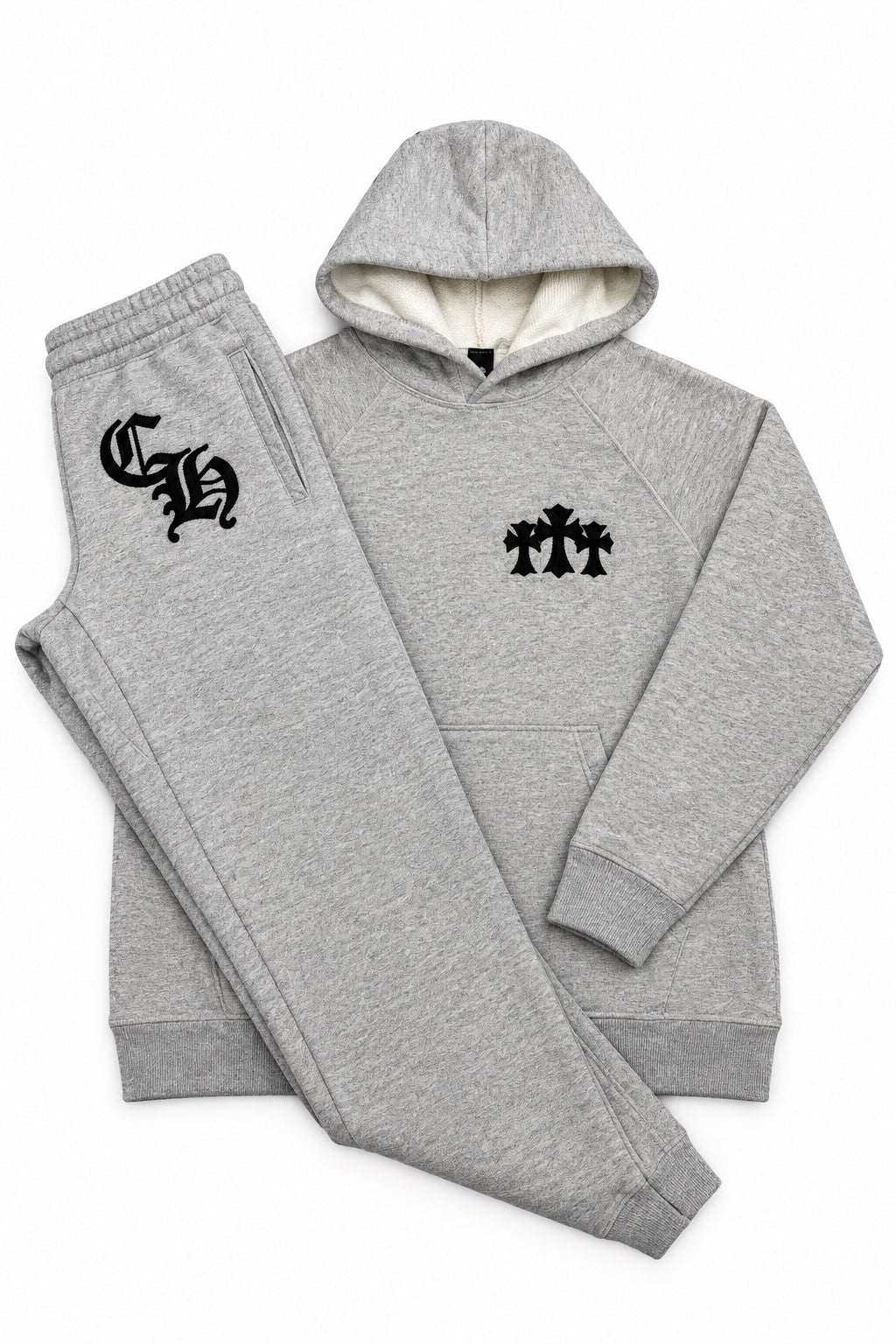 Grey chrome hearts tracksuit