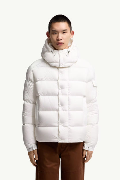 Moncler White Vezere Hooded Short Down Jacket