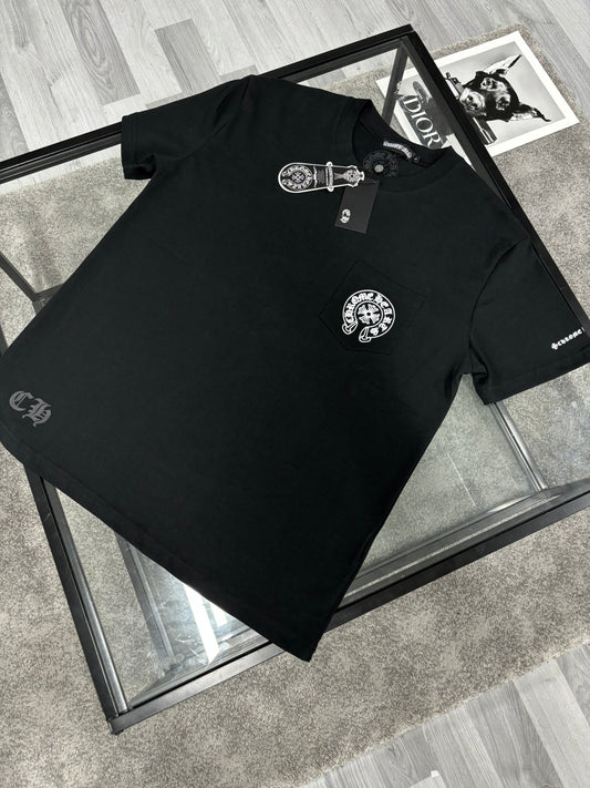 Chrome Hearts Black White Horseshoe Logo T Shirt