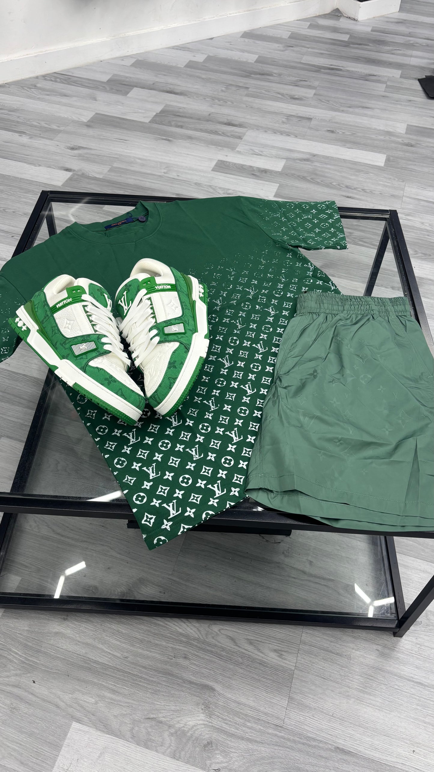 Lv Pine Green Monogram Tee