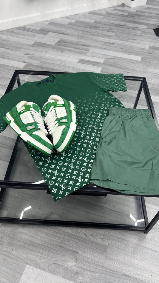 Lv Pine Green Monogram Tee