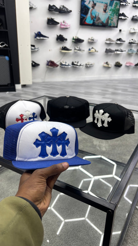 Blue/White Cross Chrome Hearts Hat