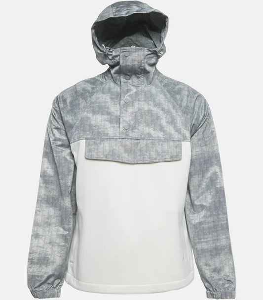 Dior Oblique White Silver Hooded Anorak Jacket