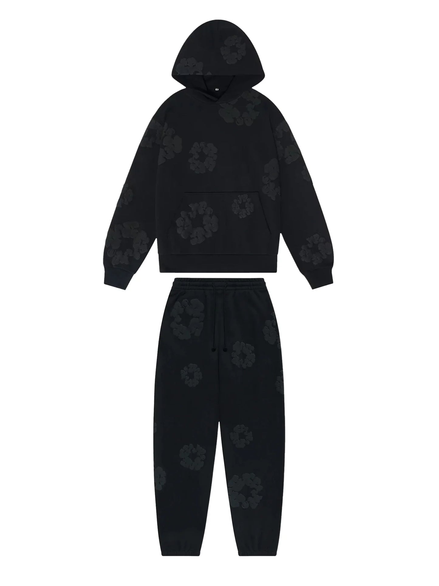 Denim Tears Cotton Wreath Black Monochrome Tracksuit
