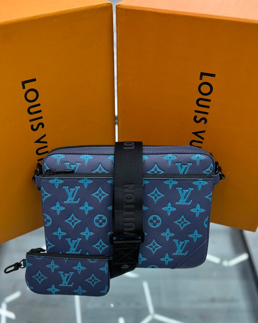 Louis Vuitton Monogram Shadow Navy Trio Messenger Bag