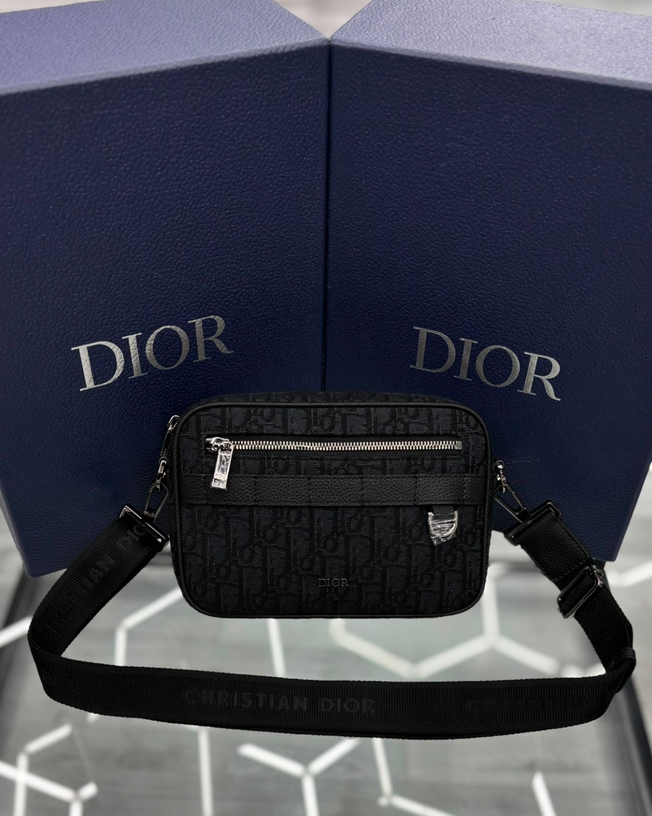 Dior Mini Safari Bag Black Oblique with Strap