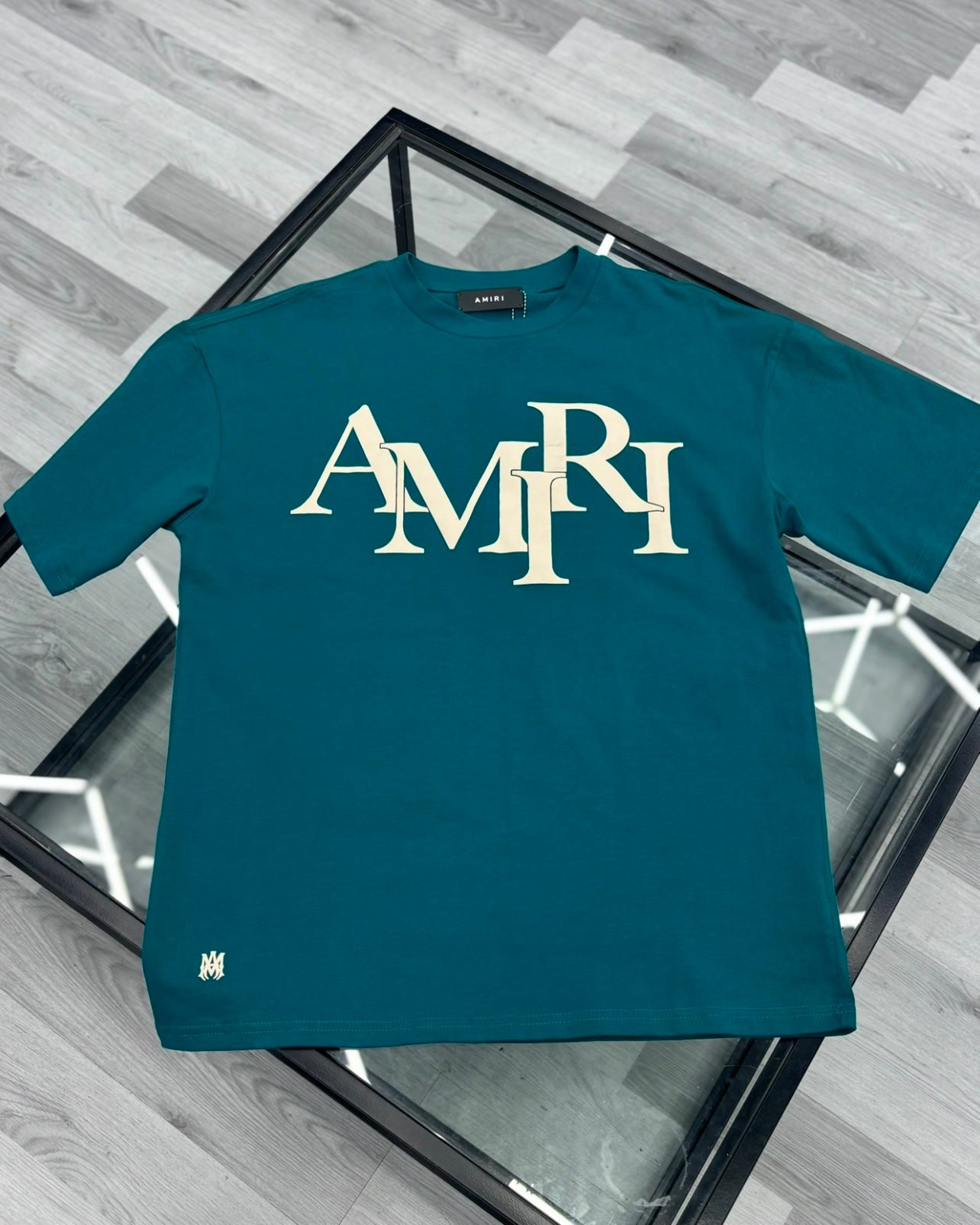 Amiri Staggered Green Logo Tshirt
