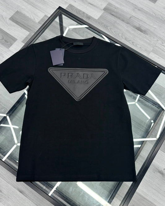 Prada Milano Triangle Black Print T Shirt