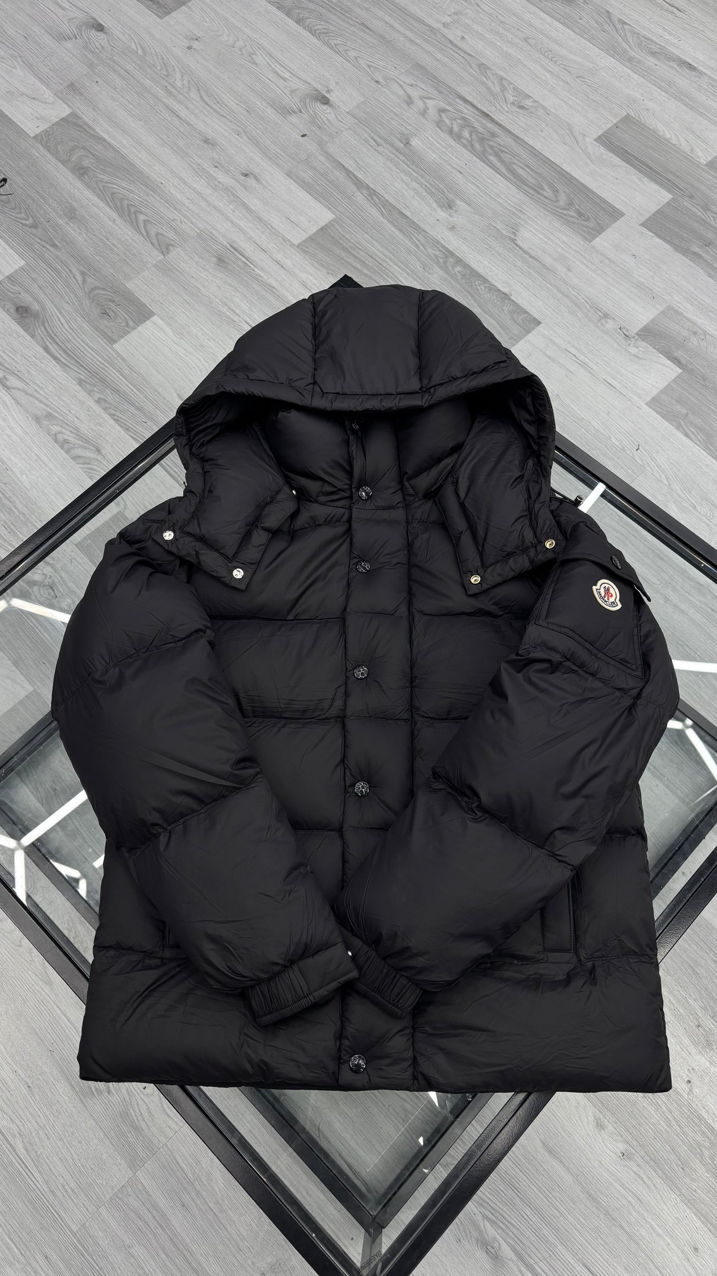 Moncler Black Vezere Hooded Short Down Jacket