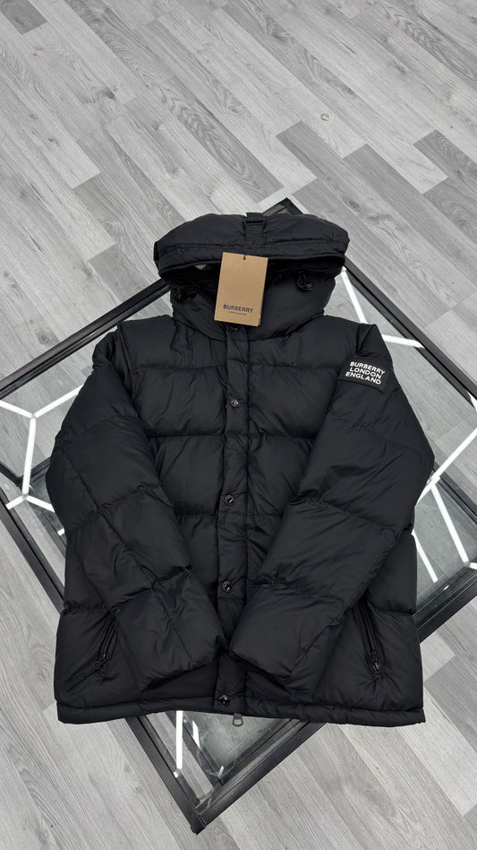 Burberry Detachable Sleeve Black Hooded Puffer